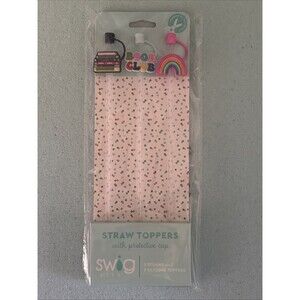 Swig Life Set Of  3 Straws W/ Toppers BOOK CLUB Books & Rainbow SEALED